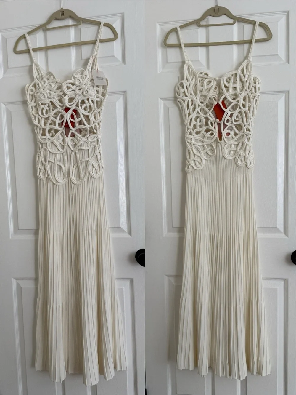 Cult Gaia Nalda Crocheted Semi Sheer Stretch Knit Dress Off White NEW with tags - Picture 3 of 13